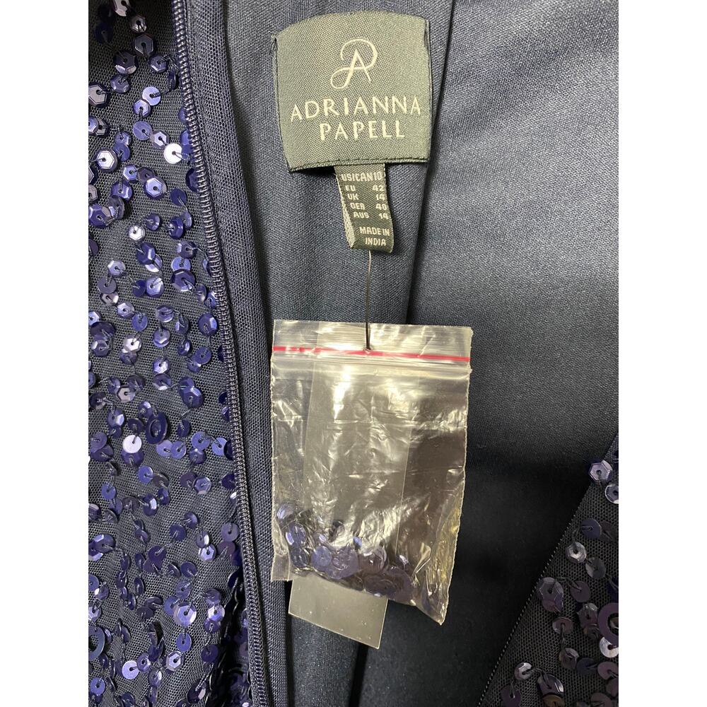 NWT ADRIANNA PAPELL DRESS GOWN 10 NAVY BLUE MOTHER OF THE BRIDE EVENING FORMAL - Picture 5 of 16